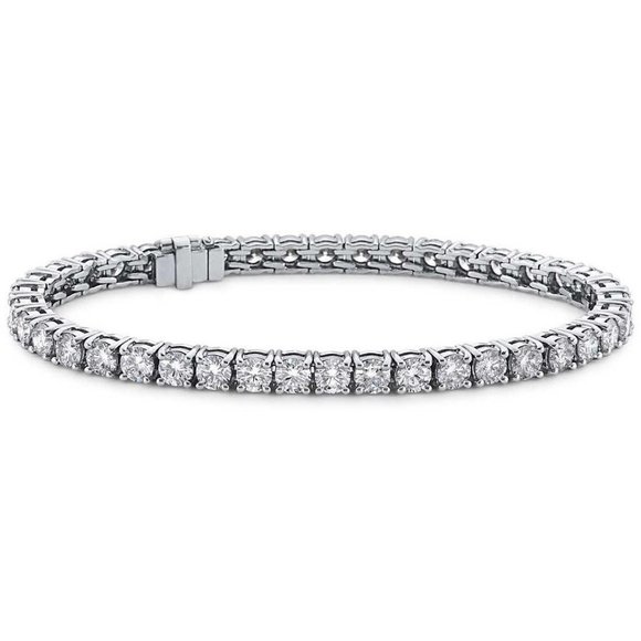 Round Diamond Tennis Bracelet Solid Gold Lady - Picture 1 of 1